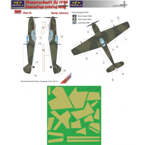 1/72 Bf 109E Early scheme part II. Camo Mask for Tamiya/Hasegawa/Airfix/ICM