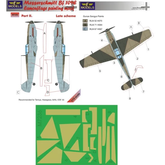 1/72 Bf 109E Late scheme part II. Camo Mask for Tamiya/Hasegawa/Airfix/ICM