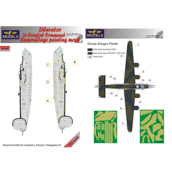 1/72 Consolidated Liberator Coastal Command Camo Mask for Academy/Eduard