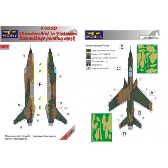 1/72 Republic F-105D Thunderchief Camo Mask for Airfix/Hasegawa/Revell/Trumpeter