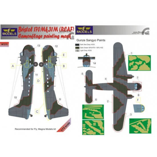 1/72 Bristol 170 Mk.31M (RCAF) Camo Masks recomended for FLY/Magna Models