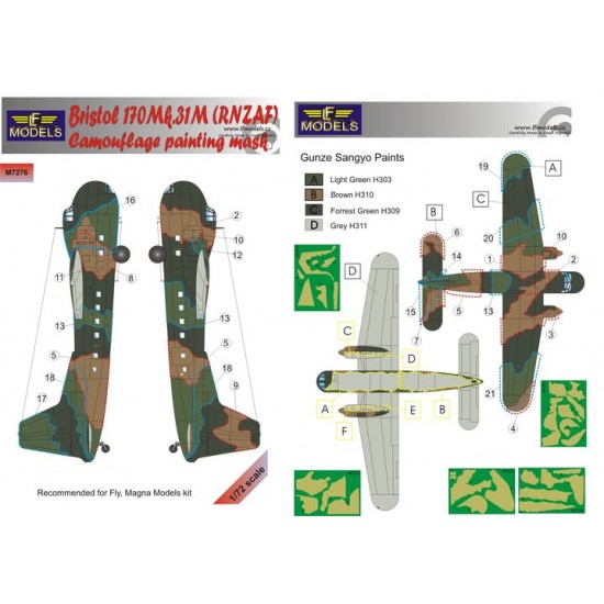 1/72 Bristol 170 Mk.31M (RNZAF) Camo Masks recomended for FLY/Magna Models
