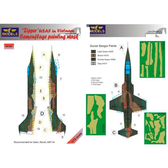 1/72 F-104C Starfighter USAF in Vietnam Camo Mask for Italeri/Revell/AMT kit
