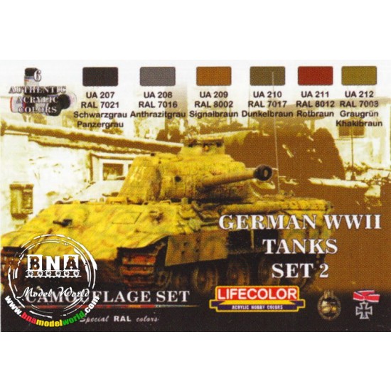 Acrylic Paint Set - WWII German Tanks Camouflage 2 (22ml x6)