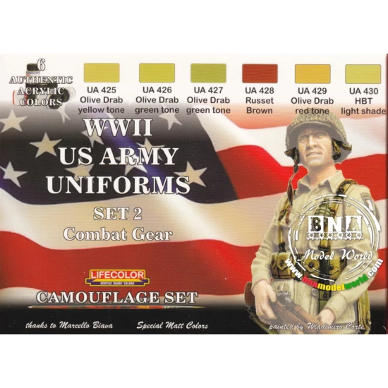 Acrylic Paint Set - WWII US Army Uniforms 2 (22ml x 6)
