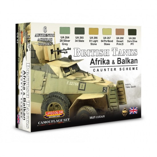 Acrylic Paint Set - British Tanks Afrika & Balkan Caunter Scheme (6x 22ml)