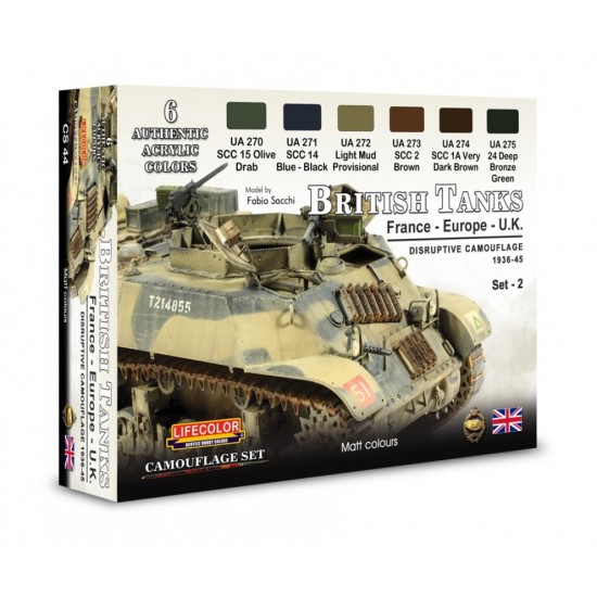 Acrylic Paint Set - WWII British Tanks France - Europe - UK (6x 22ml)