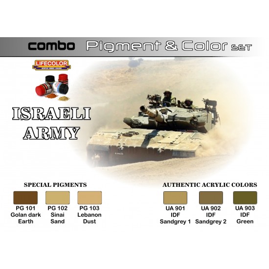 Pigments & Colour Combo Set for Israeli Army (3x pigments & 3x acrylic paints)