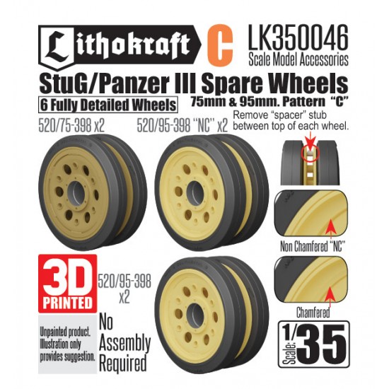 1/35 StuG/Pz III Spare Wheels 75mm & 95mm PATTERN C