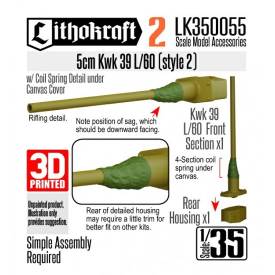 1/35 5cm Kwk 39 L/60 with Canvas and Coil Style #2
