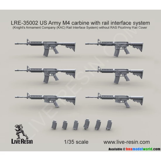 1/35 US Army M4 Carbine w/Rail Interface System Without RAS Picatinny Rail Cover