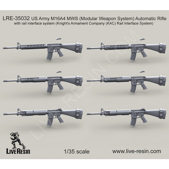 1/35 US Army M16A4 MWS (Modular Weapon System) Automatic Rifle - Resin Parts
