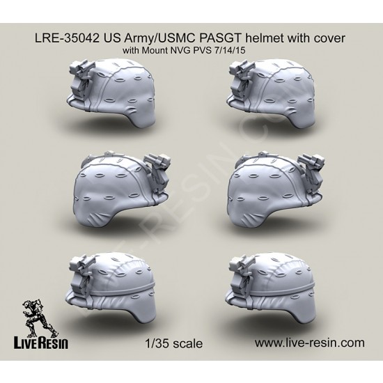 1/35 US Army/USMC PASGT Helmet with Cover with Mount NVG PVS 7/14/15 - Resin Parts