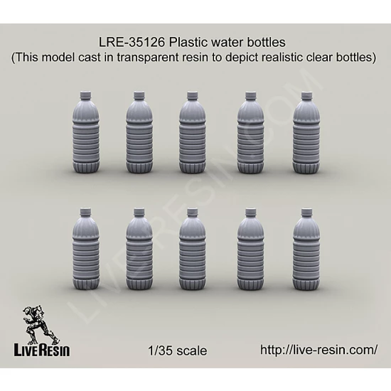 1/35 Plastic Water Bottles (10pcs, by Transparent Resin)