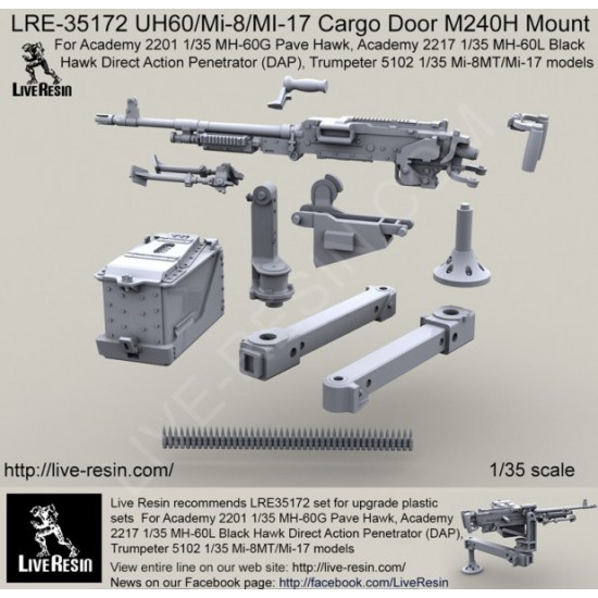 1/35 UH60/Mi-8/MI-17 Cargo Door M240H Mount for Academy #2201/#2217, Trumpeter #05102