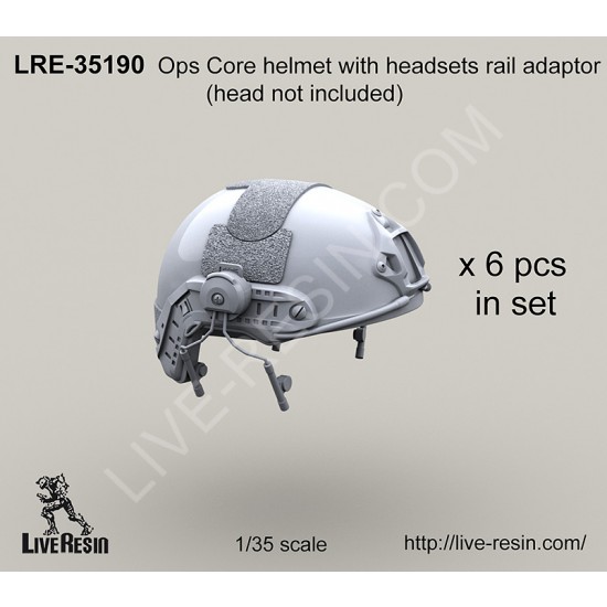 1/35 Ops Core Helmet Set with Headsets Rail Adaptor without Head (6 sets)
