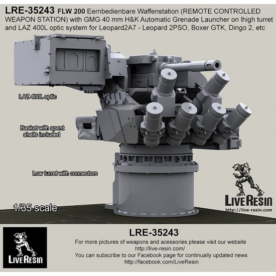1/35 FLW 200 Eernbedienbare Waffenstation w/GMG 40mm H&K Grenade Launcher on High Turret