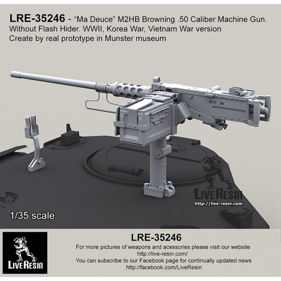 1/35 WWII M2HB Browning .50 Calibre Machine Gun w/o Flash Hider in Korean War,Vietnam War