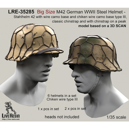 1/35 WWII German Stahlhelm 42 w/Wire Camo Base & Chiken Wire Camo Base Type III (Big Size)