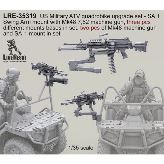 1/35 US ATV Quadrobike Upgrade set - SA-1 Swing Arm Mount (3pcs) w/Mk48 (2pcs)