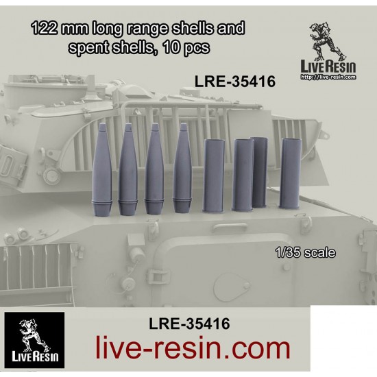 $122m Shell 1/35 122mm Long Range Shells and Spent Shells (10pcs) Live Resin LRE35416