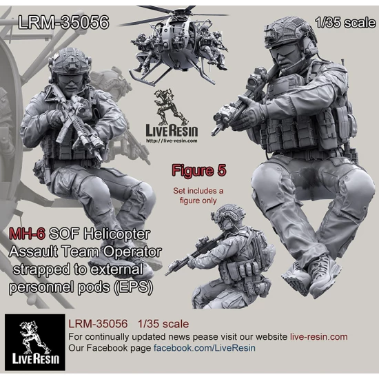 1/35 MH-6 SOF Helicopter Assault Team Operator #5 for Kitty Hawk Little Bird kit #KH50004