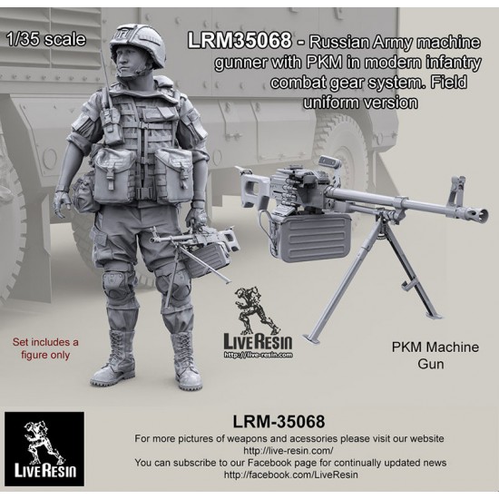 1/35 Russian Machine Gunner w/PKM in Modern Infantry Combat Gear Set 21. Field Uniform