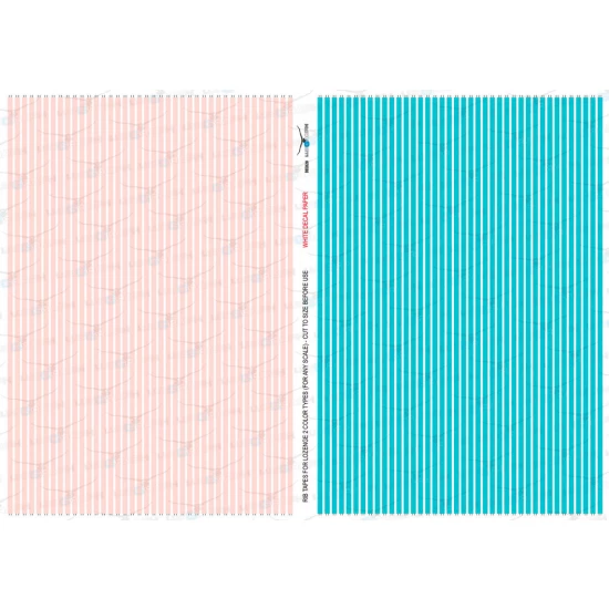Rib Tapes 2 Colour Any Scale (White Decal Paper, A4 Size 297x210mm)