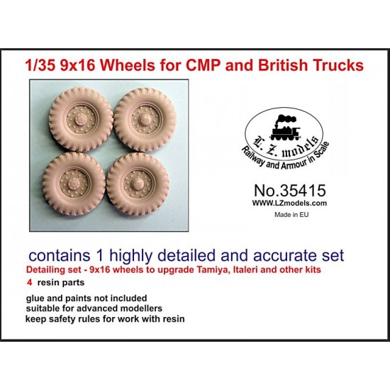 1/35 9x16 Wheels for CMP and British Trucks (4 wheels)