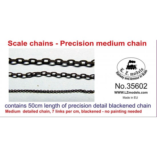 Square Scale Chain Scale Chains - Medium Blackened Chain (50cm) LZ Models 35602