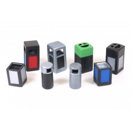 1/35 Paper Bins & Ashtrays (4 different models, 8 units per kit, 2 of each type)
