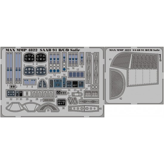 1/48 SAAB 91B/C/D Safir Interior Detail Set for Tarangus kit