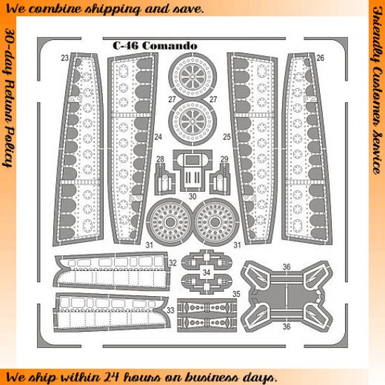 1/72 Modern USA C-46 Commando Detail set (2 Photo-Etched sheets)
