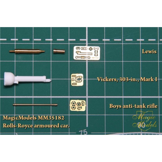 1/35 Rolls-Royce Armoured Car Barrels Set: Boys Anti-tank Rifle, Vickers, 303-in, Lewis MG