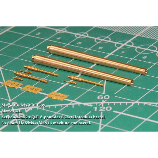 1/35 Mark I Barrels set - QF 6-pounder 8 Cwt Hotchkiss (2pcs) & 8mm Hotchkiss M1914 (3pcs)