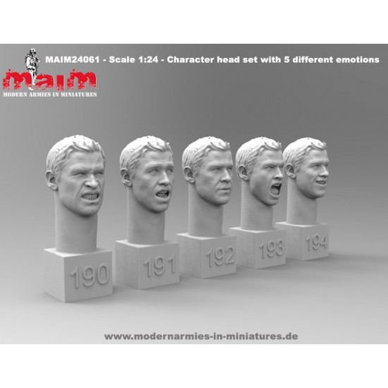 1/24 Character Heads Set with Different Emotions #2