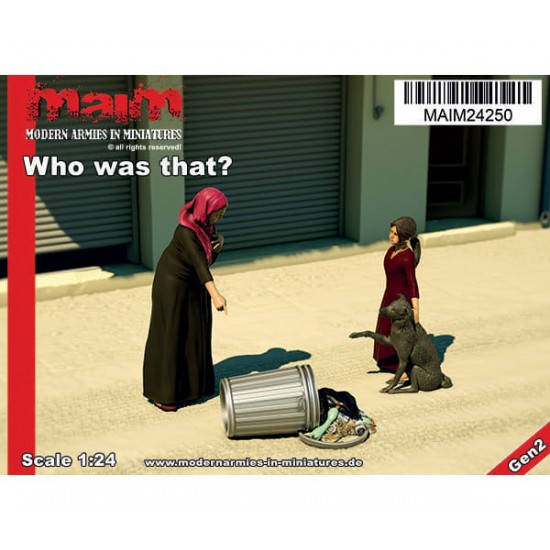 1/24 Who was That? (3 figures and trash container)