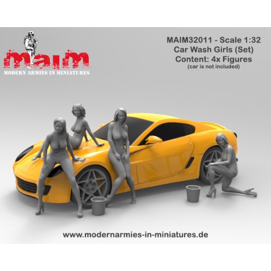 1/32 Car Wash Girls (4 figures, 3D printed soft resin)
