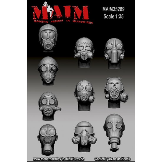 1/35 Post Apocalyptic - Gas Mask Heads Set (10 Heads)
