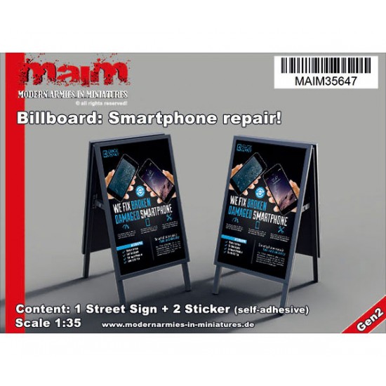 1/35 Billboard/Werbeschild Smartphone Repair