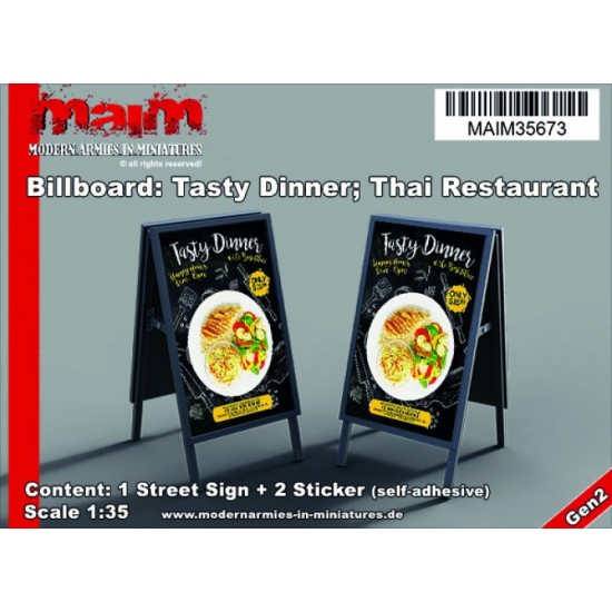 1/35 Billboard: Tasty Dinner, Thai Restaurant (1 street sign & 2 sticker)