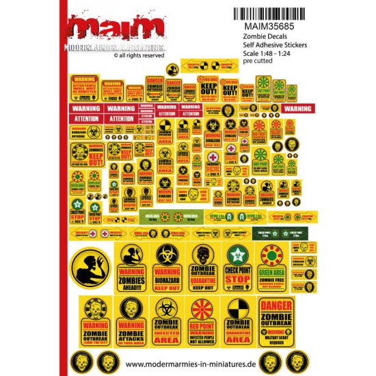 1/35 Uniscale Postapocalyptic/Zombie Warning Signs #2 (self adhesive Stickers)