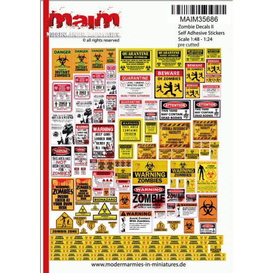 1/35 Uniscale Postapocalyptic/Zombie Warning Signs #3 (self adhesive Stickers)