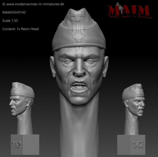1/35 German Wehrmacht Head w/Schiffchen: Screaming Impression #0142 (1pcs)