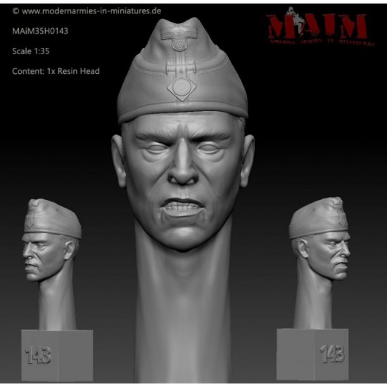 1/35 German Wehrmacht Head w/Schiffchen: Anger Impression #0143 (1pcs)