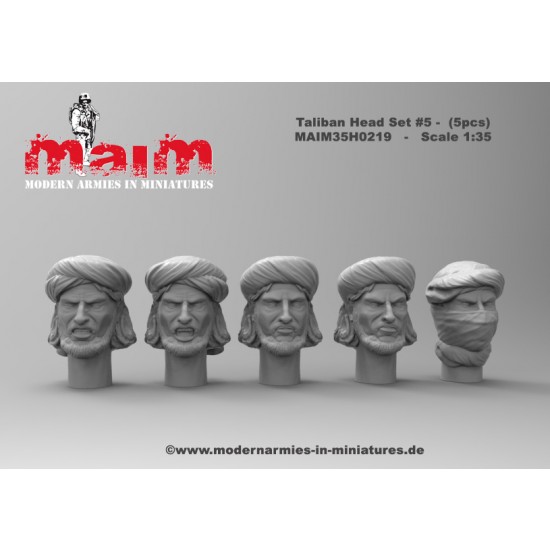 1/35 Taliban Head Set #5 (5pcs, resin)