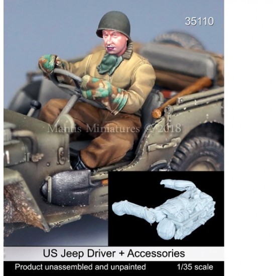 1/35 US Jeep Driver & Accessories (Basket & Canvas)