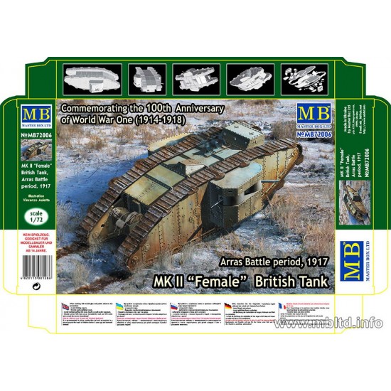 1/72 WWI 100th Anniversary - British Tank MK.II "Female" in Arras Battle Period 1917