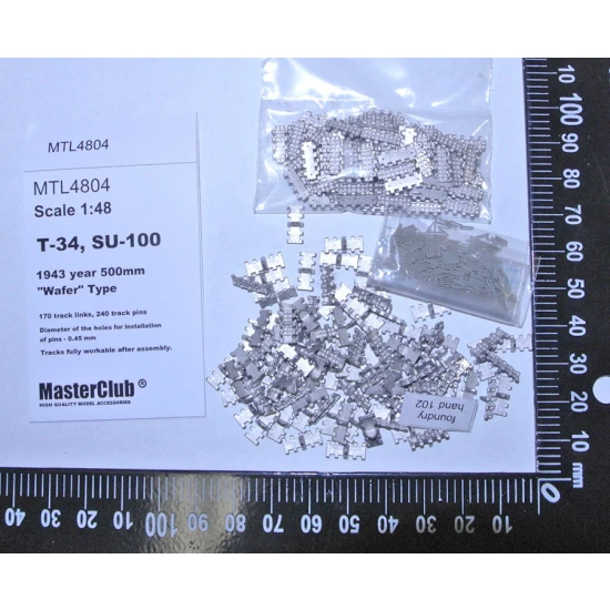 1/48 Metal Tracks for T-34, Su-100 1943 500mm "Wafer" Type