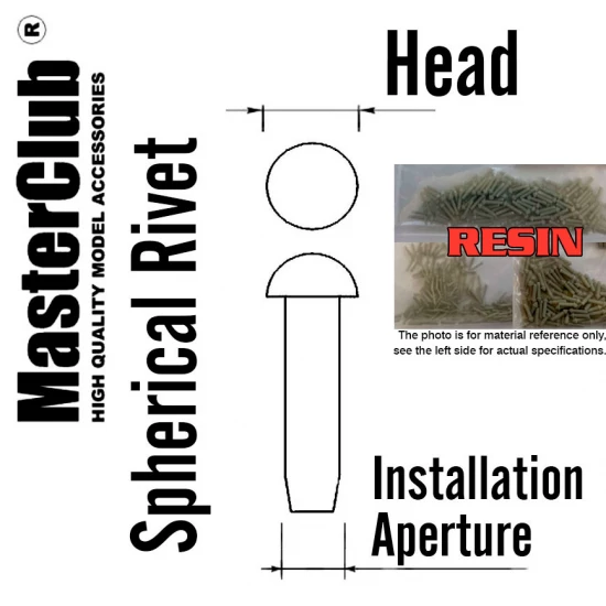 Spherical Rivet #Head Dia.: 1.0mm, Installation Aperture Dia.: 0.8mm (100pcs)